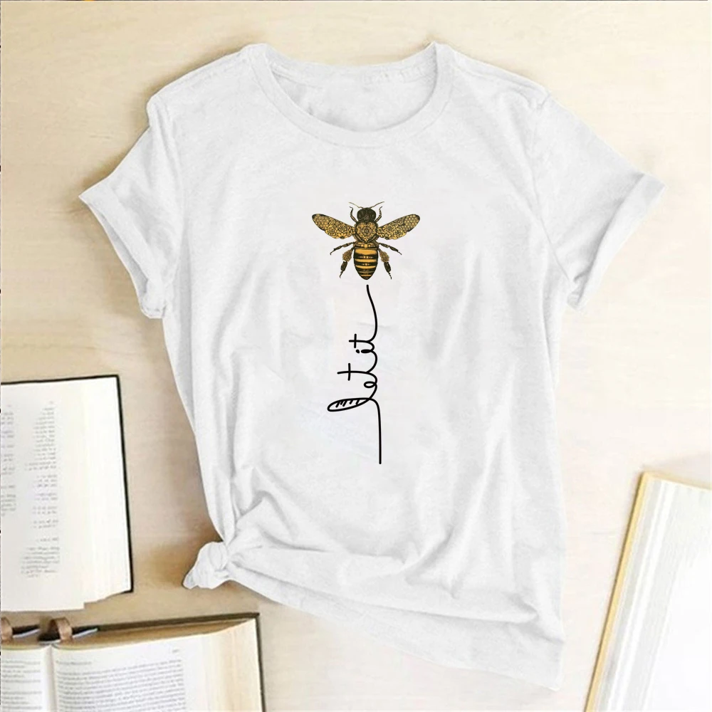 Seeyoushy Bee Kind Print Woman Tshirt Graphic T Shirts Aesthetics Summer Tops for Women Fashion Clothing Femme Mujer Camisetas