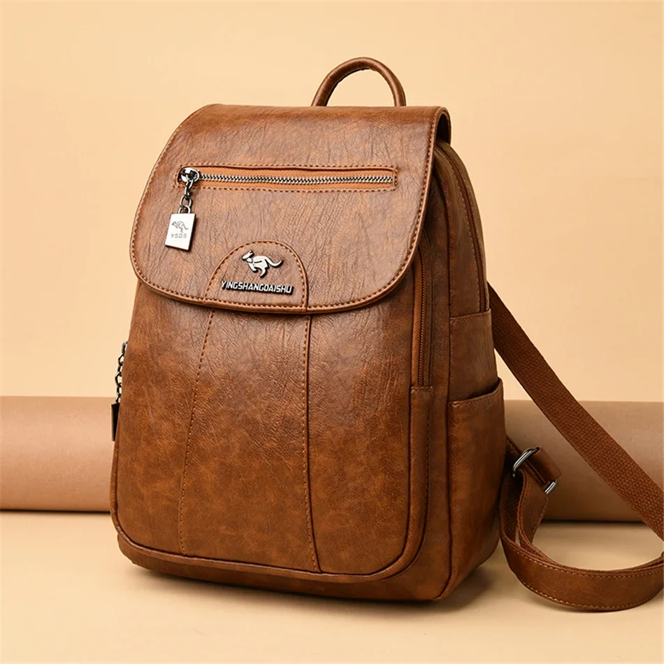 Women \'s Backpack 2024 New High Quality Soft Leather Leisure Travel Large Capacity School Bags for Teenage Girls Black Mochila