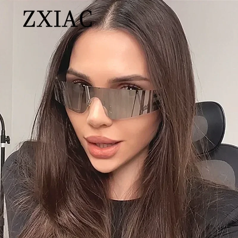 ZXIAC Frameless Monocle Punk Sunglasses Women Men Sports Y2K Trend Sun Glasses Brand Design Frames Colorful Rimless Shades UV400