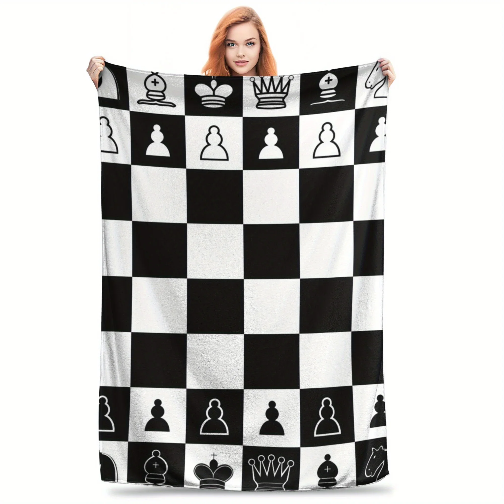 Chess Master Flannel Throw Blanket Soft Reversible All Season Comfort for Game Night Strategy Theme Home Decor Gift