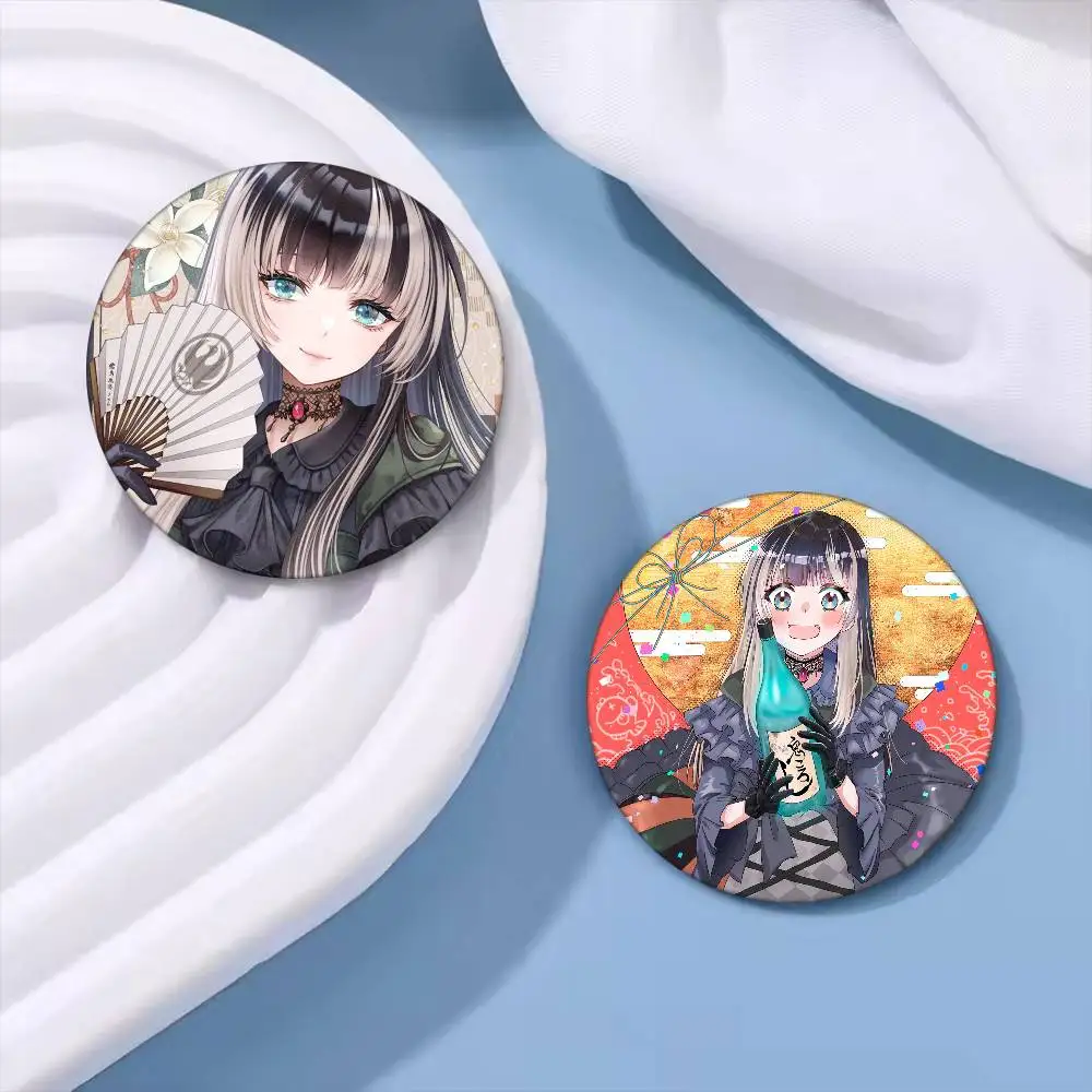 Vtuber J Kufuutei Raden أنيمي شارات أنيمي شارة ليزر مستديرة الكرتون بروش الملابس ظهره اكسسوارات التلبيب