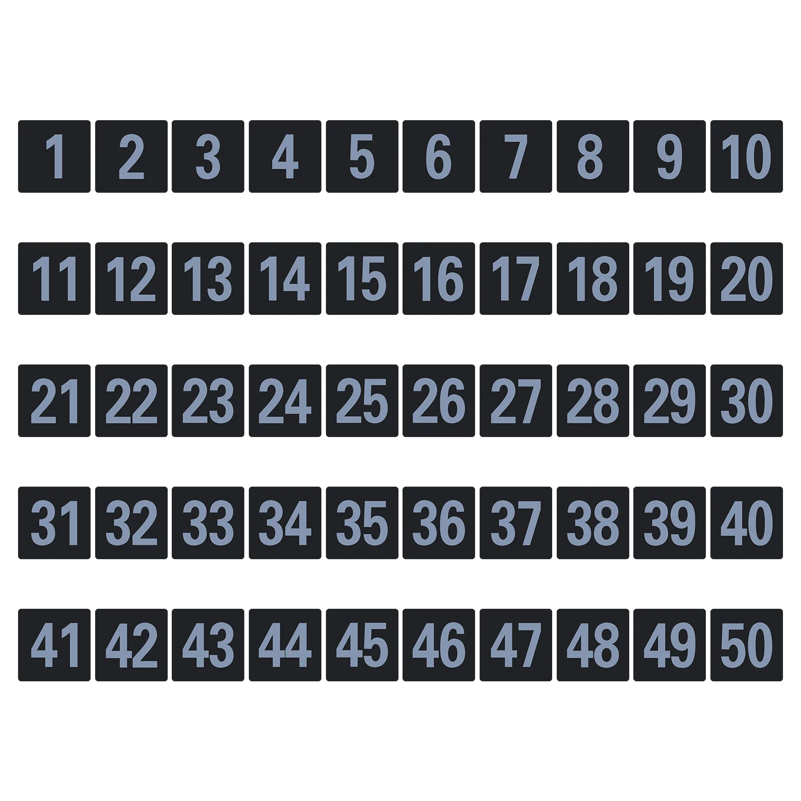 

50Pcs Table Numbers Plastic Double Sided Signs Number Cards for Restaurant Wedding Banquet Party Event Decorations Black