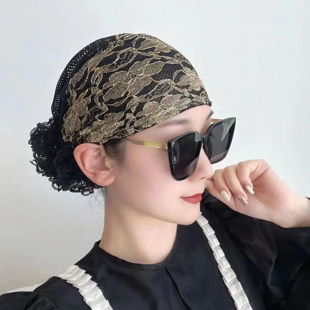 Lace Turban Hats for Women Muslim Headscarf Head Wraps Caps Female Daily Beanie Hair Cover Cap