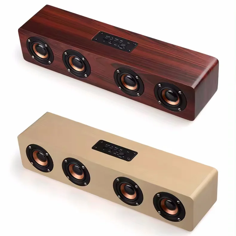 

360 Stereo Surround Bluetooth Speaker Subwoofer Wooden Audio HIFI Soundbar Super Bass Home Theater Sound System for Computer