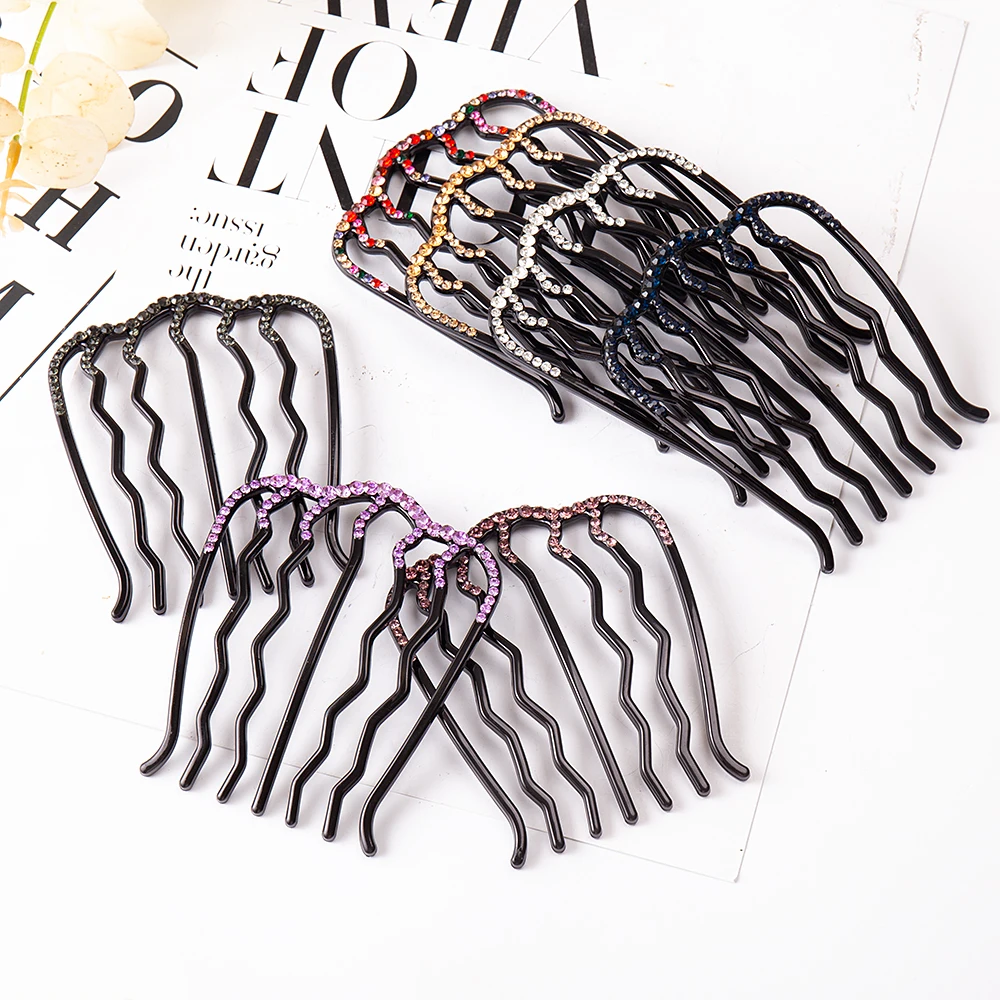 Rhinestone Hair Comb Hairpins Crystal Women Hair Clip Maker Bun For Girls Fashion Ponytail Holder Hair Accessories Headdress