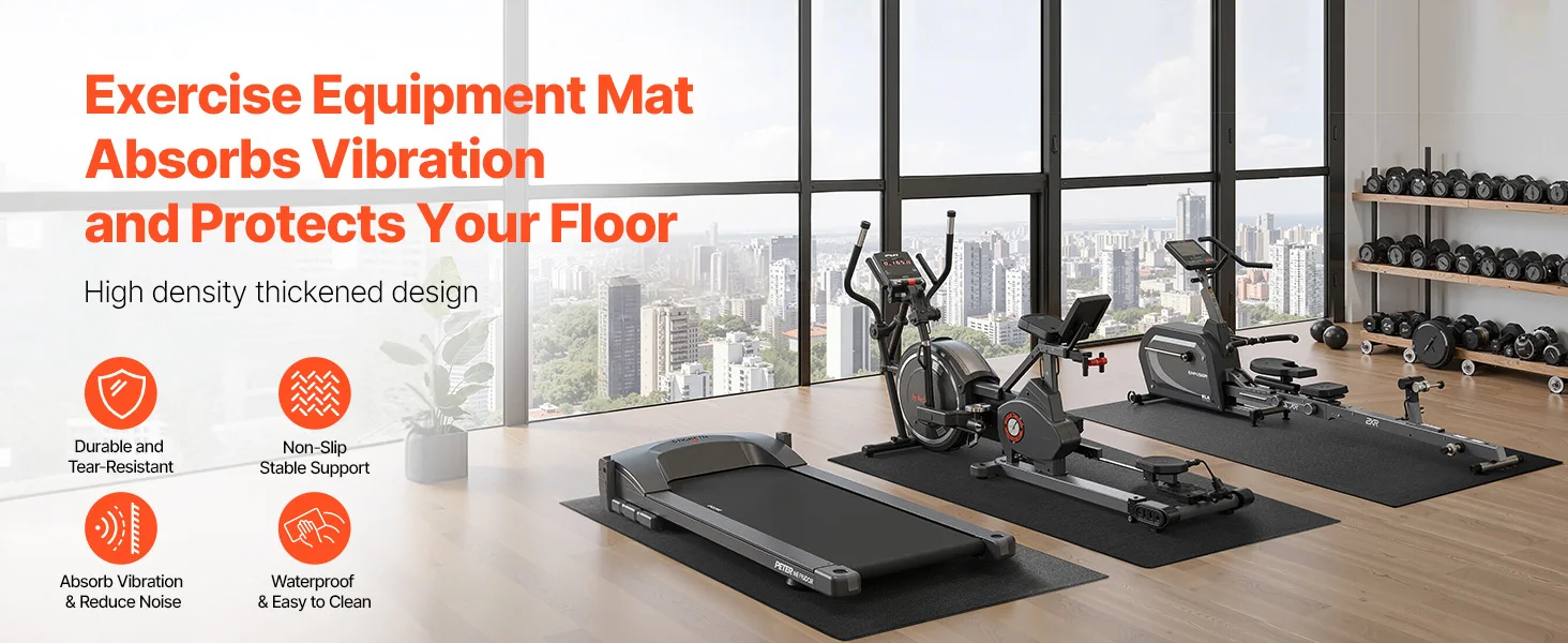 SucceBuy Treadmill Mat for Carpet Floor Exercise Equipment Mat for Elliptical Walking Pad High Density PVC Protector for Home