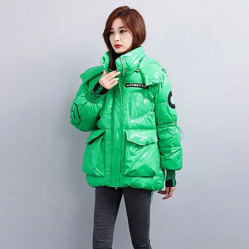 Leave-in Removable Hat Down Cotton-padded Jacket for Women's Short Embroidered Small Loose Thickened Warm Cotton-padded Jacket