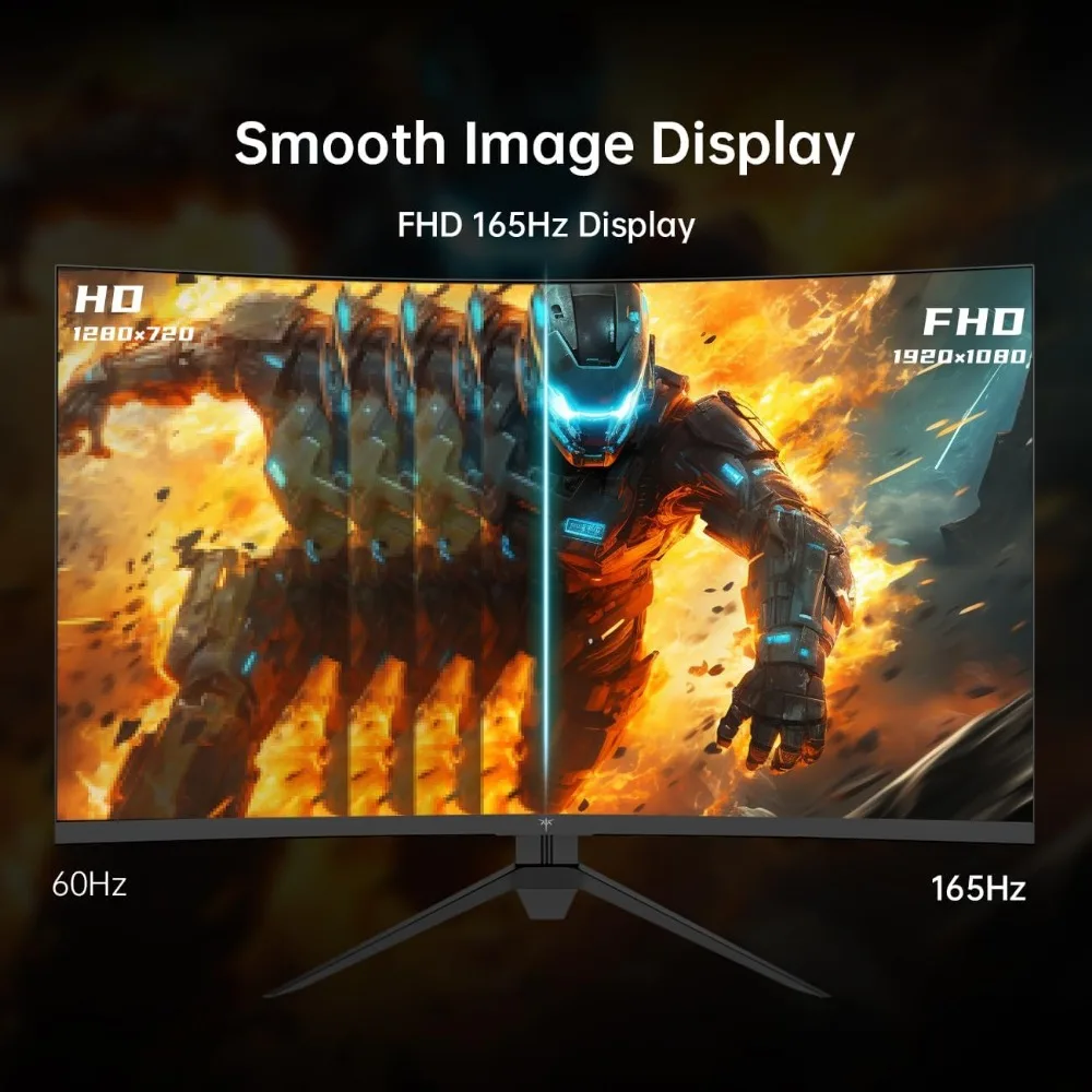 32 Inch Curved Gaming Monitor, FHD 1080P 165Hz PC Monitor, 1500R, 122% sRGB with HDR, FreeSync Premium