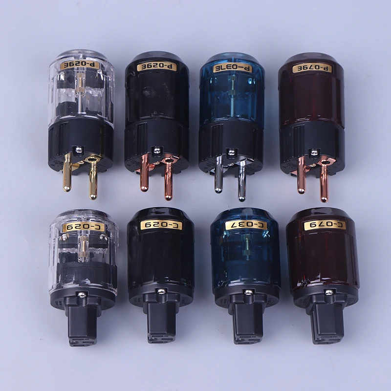 1 paar Hifi Rhodiniert EU Schuko Stecker IEC Buchse Für Hifi Power Kabel EU Stecker Lautsprecher Power Kabel Stecker