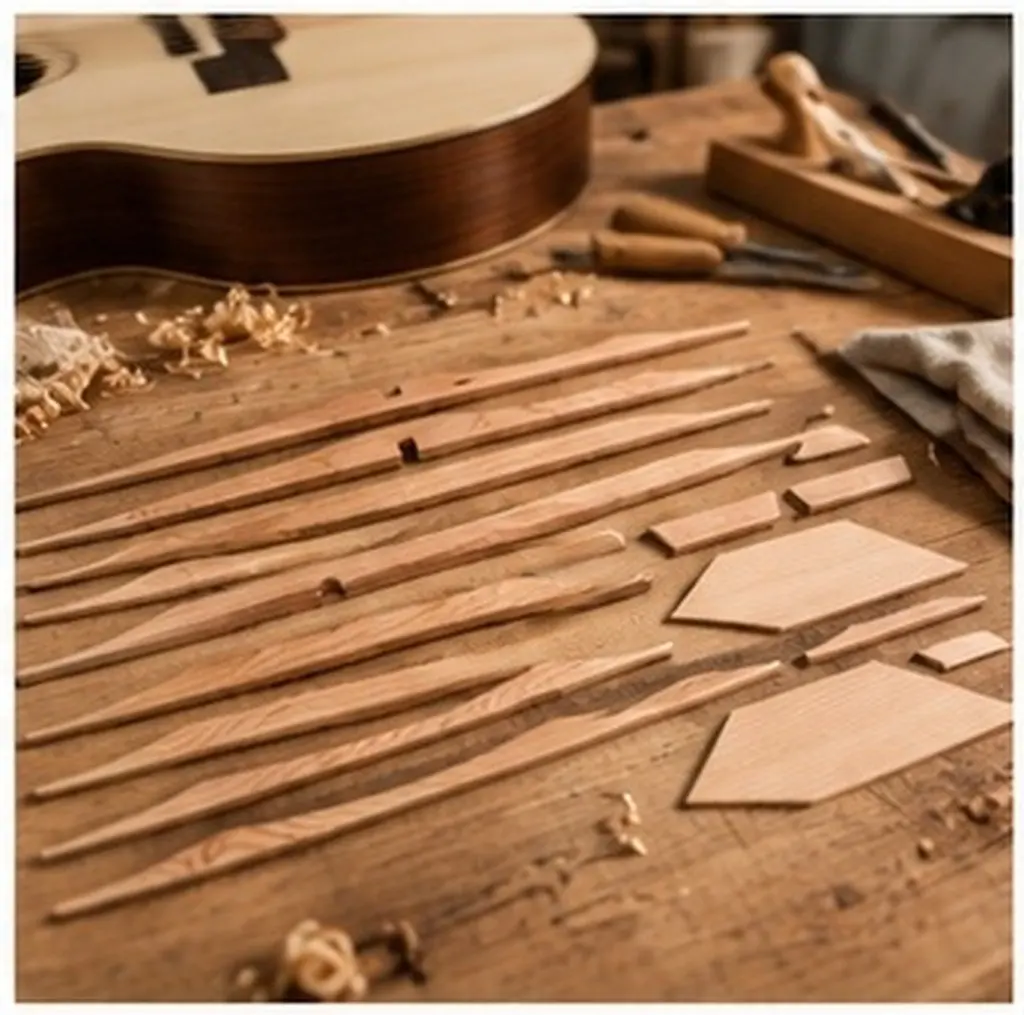 17Pcs Spruce Brace Wood Kit 41 Inch Light Brown Acoustic Guitar Parts Luthier DIY Accessories Brace Wood for Guitar