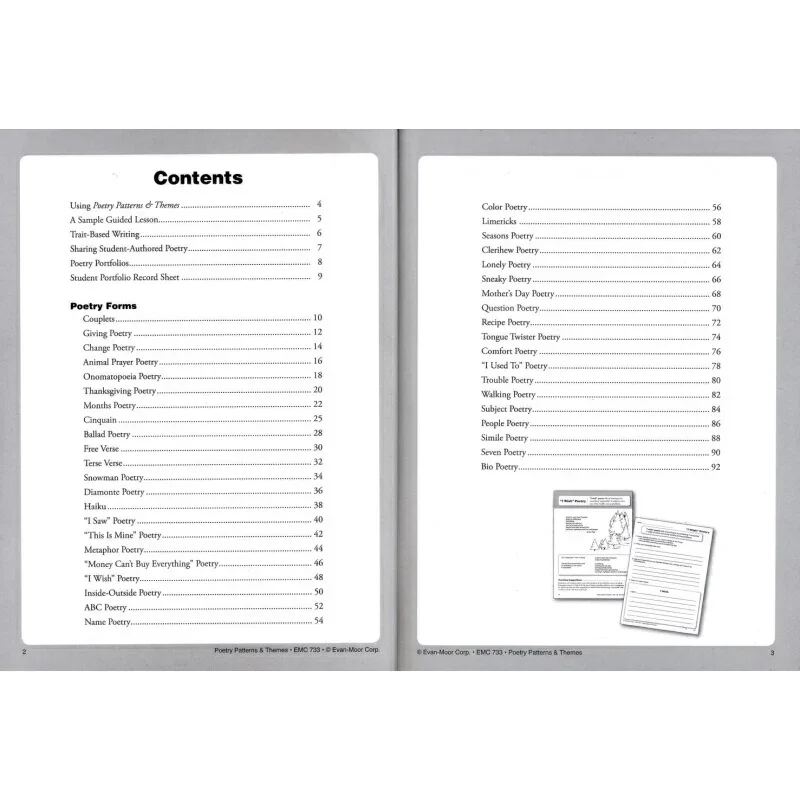 Evan-Moor Poetry Patterns & Themes, Grade 3-6 Workbook,aged 8 9 10 11 12, English book 9781557997333