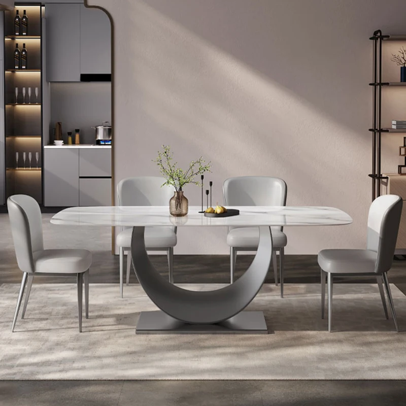 

Italian Metal Dining Table Kitchen Rectangular Design Nordic Luxury Table Living Room Modern Tavolo Pranzo Restaurant Furniture