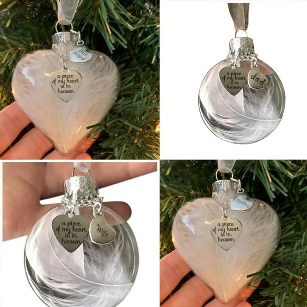 Brand New Christmas Ball Love Heart Accessories Angel Wing Decor Door Feathers Hanging Memorial My Heart In Heaven