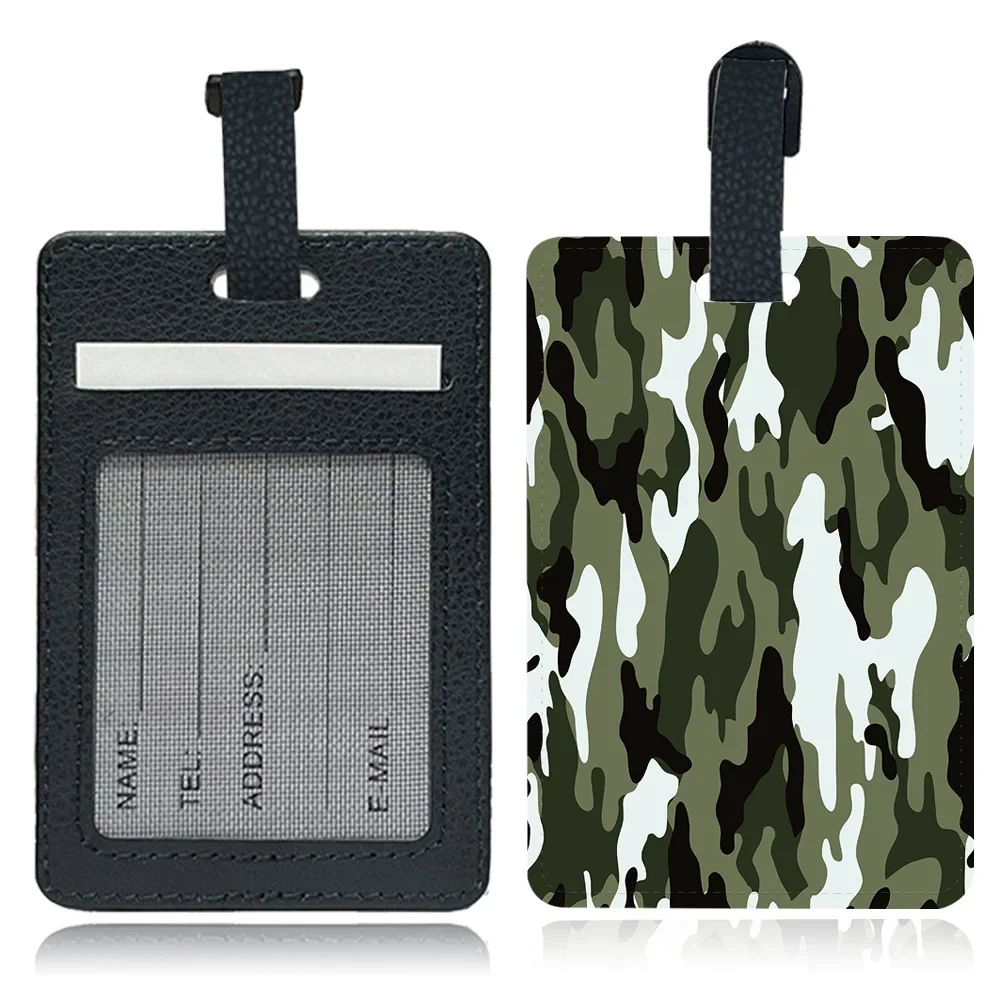 Portable Luggage Boarding Pass Pu Travel Luggage Tag Fashion Personalized Travel Accessories For Business Camouflage Pattern