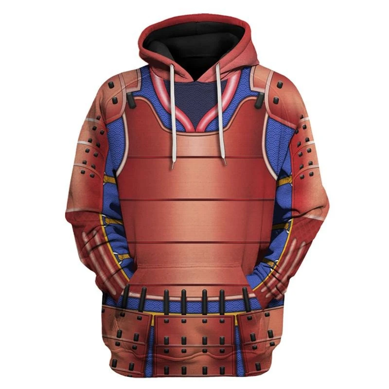 Samurai Armor Cosplay Hooded Shirt Men's Clothing Long Sleeves Loose Hoodies 3D Printed Designer Harajuku Street Cool Hoodie