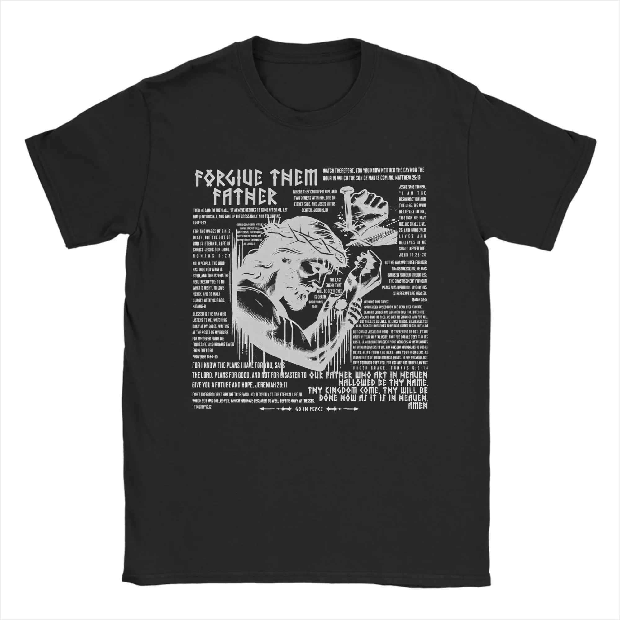 

Men T-Shirts Forgive Them Father Bible Christian Cotton Tees Short Sleeve Religious Jesus T Shirts Crewneck merchandise Graphic