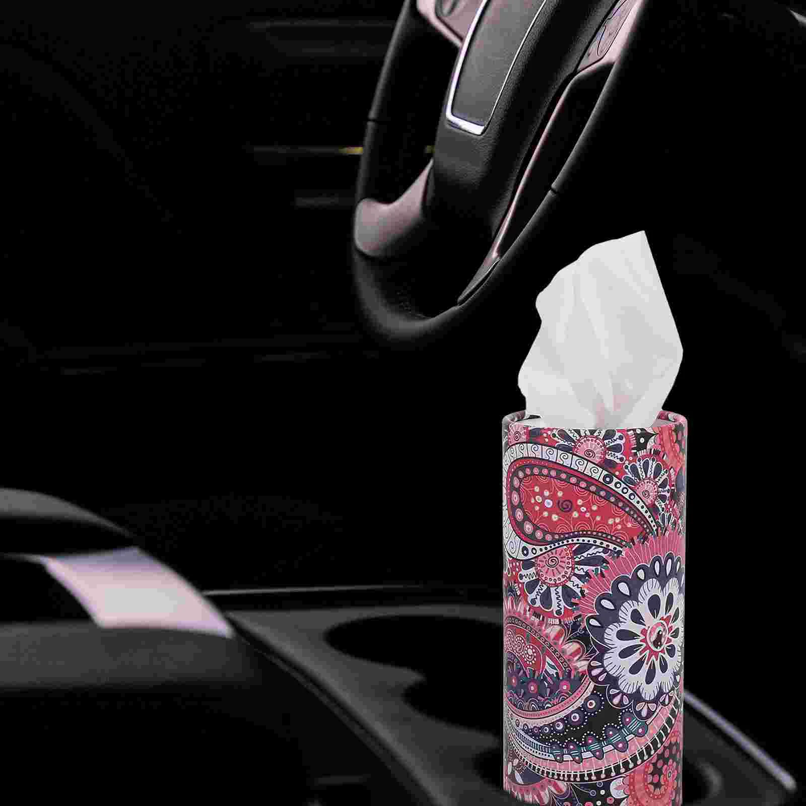 Multifunções Car Tissue Box Cover Holder, Auto Tubo De Papel Redondo, Segurança Quebrada, Janela Tissue Cup, Segurança Pacote Decor