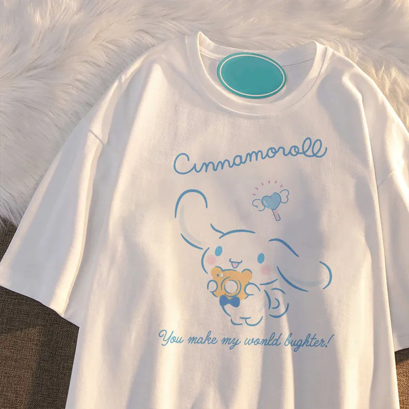 San Li Ou Yu Gui Gou Academy Style Girl Tee Clothing Sanrio Novelty T Shirt Letter Home T-Shirt Personality Aesthetic Tops