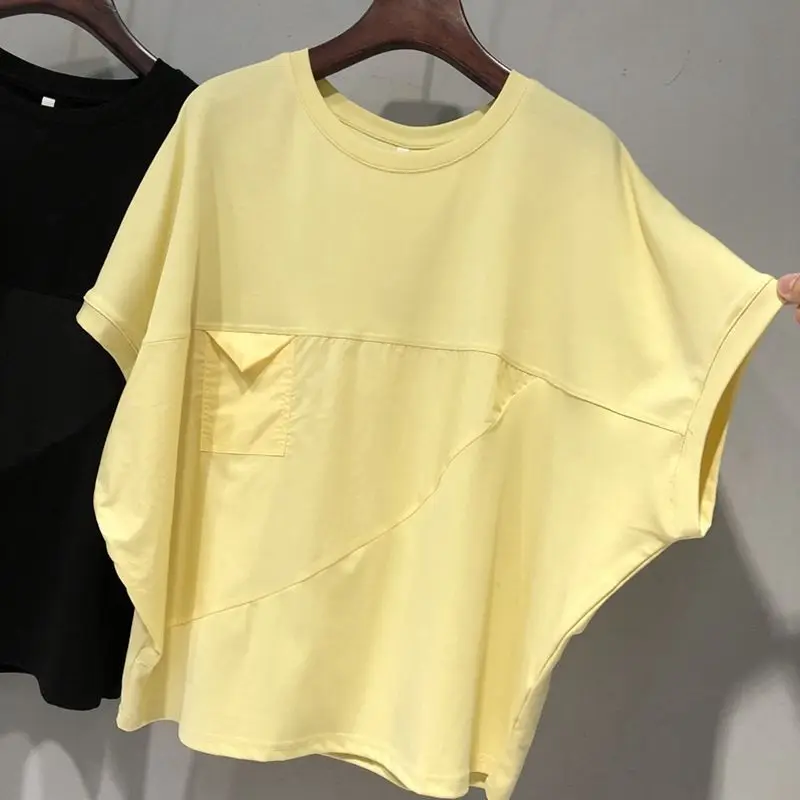 Solid Color Patchwork Short Sleeve Korean T Shirts Summer New Loose Simplicity Youth Casual Tops Fashion Harajuku Women Clothing