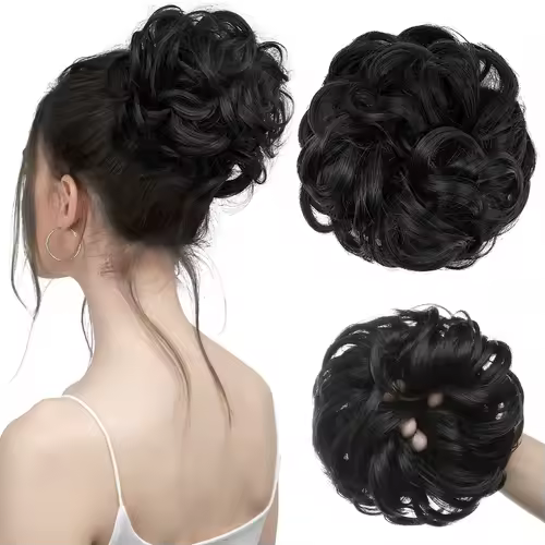 Synthetic Messy Hair Bun Extensions Big Curly Elastic Hair Scrunchies Hairpieces Chignon Donut Updo Hair Pieces for Women - Image 22
