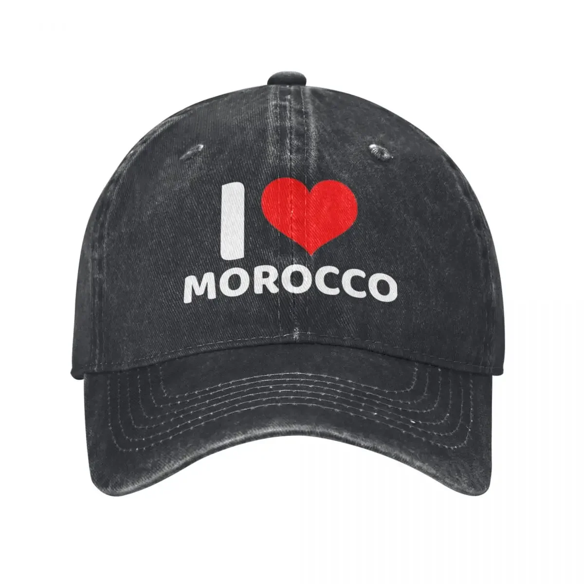 I Love Kingdom Of Morocco With A Red Heart Unisex Baseball Caps Distressed Cotton Cap Hat Outdoor Running Golf Gift Snapback Cap