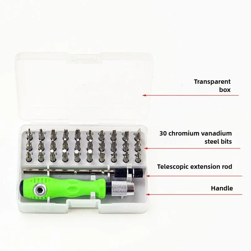 Set di pin per cacciavite 32 in 1 Strumento di smontaggio multifunzionale per uso domestico Cacciavite magnetico con testa CRV