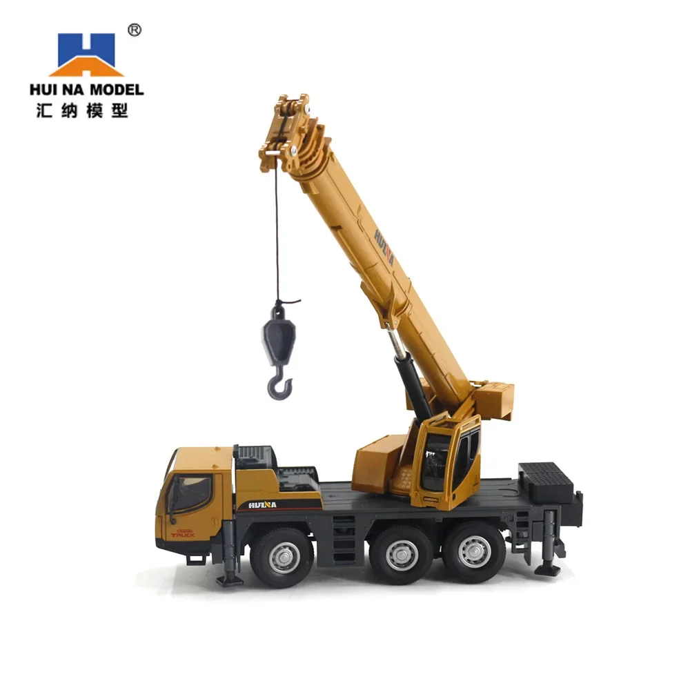 Huina 1/50 Diecast Truck-mounted Crane Alloy Model Simulation Construction Vehicl Truck Boy Children Toys Birthday Gift for Kids