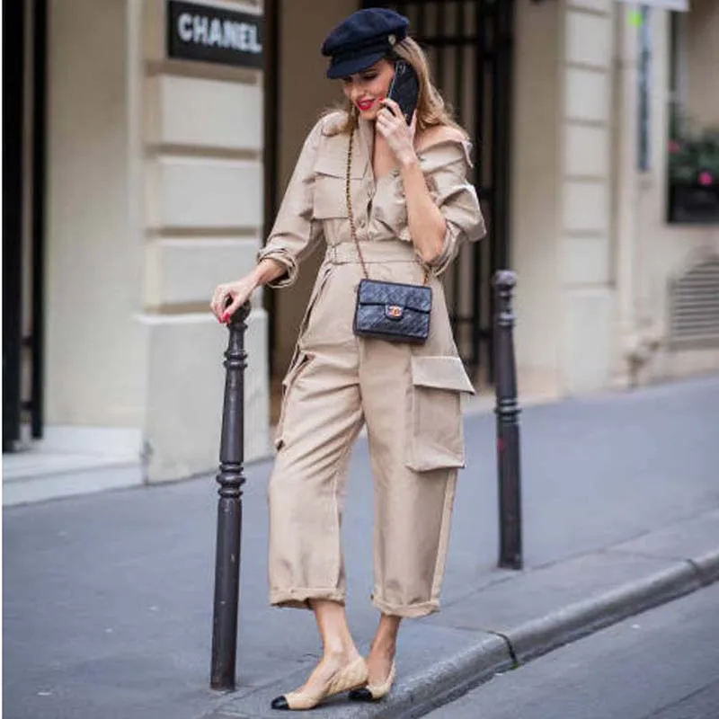 YANGHAOYUSONG Homemadetooling jumpsuit spring new street shooting star jumpsuit twill cotton jumpsuit multi-pocket 9-point pants