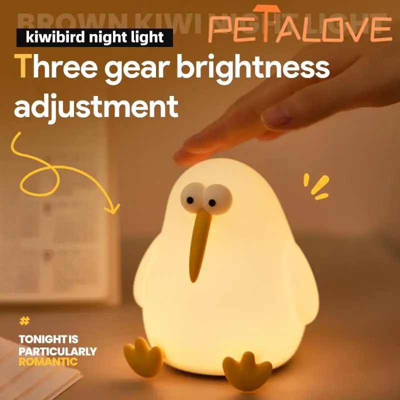 Kiwibird lampu malam lucu dekorasi hadiah indah 3-level penyesuaian kecerahan lembut persahabatan tahan lama