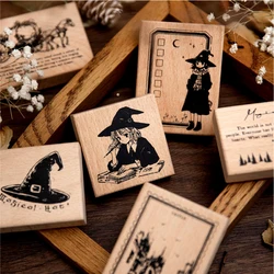 Journal GO Magical Wooden Rubber Stamp Patterns Stamp for DIY Craft Card Scrapbooking Supplies Photo Album Diary Decor