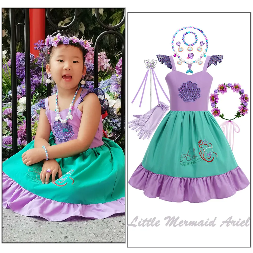 

Carnival Cosplay Party Baby Girls Fairy Tales Inspired The Little Mermaid Ariel Princess Fancy Dress Costumes for Halloween