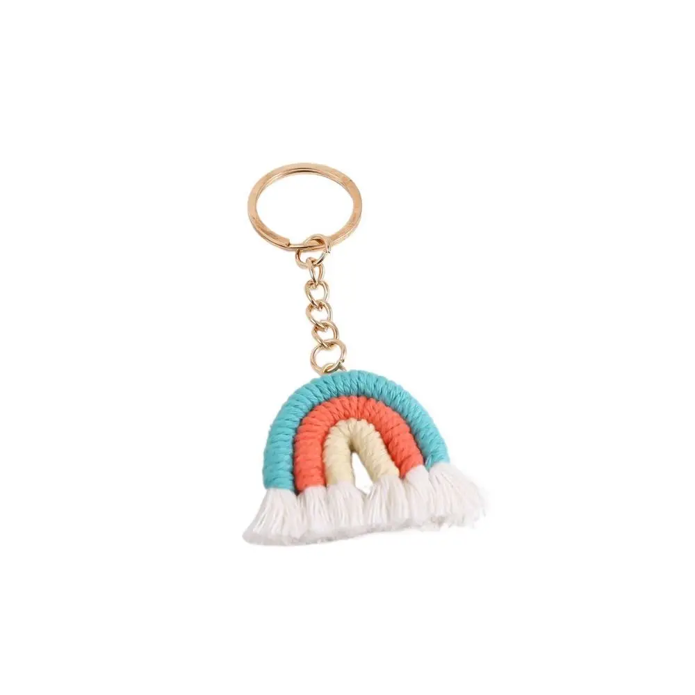 

Tassels Pendant Three Color Rainbow Key Chain Fashion Pretty Handmade Woven Key Ring Portable Durable Knitted Rainbow Keychain