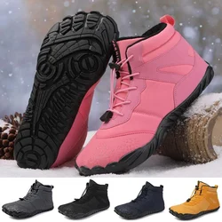 Winter Warm Running Barefoot Shoes Women Men Rubber High Ankle Boots Waterproof Non-Slip Breathable for Trekking Climbing