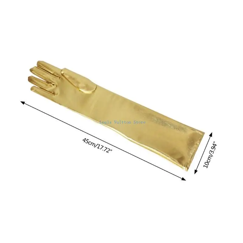 L5yb Gants longs métalliques pour le dîner Robe Gants Gants Couleur solide Élastique Christmas Halloween Femmes