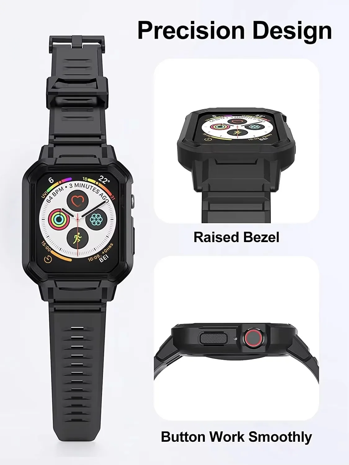 NEWDERY 2pcs TPU Sport Band for Apple Watch Series 10/9/SE 2/Apple Watch S8‌‌ Silicone Bracelet 42/44/45MM