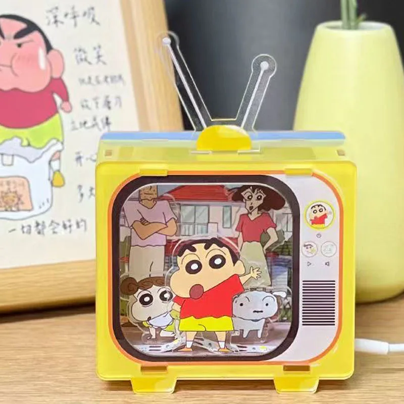 อะนิเมะน่ารัก Crayon Shin-Chan อะคริลิคเครื่องประดับการ์ตูนภาพเคลื่อนไหว Night Light ห้องนอนห้องนั่งเล่นโคมไฟข้างเตียงขนาดเล็กของขวัญ