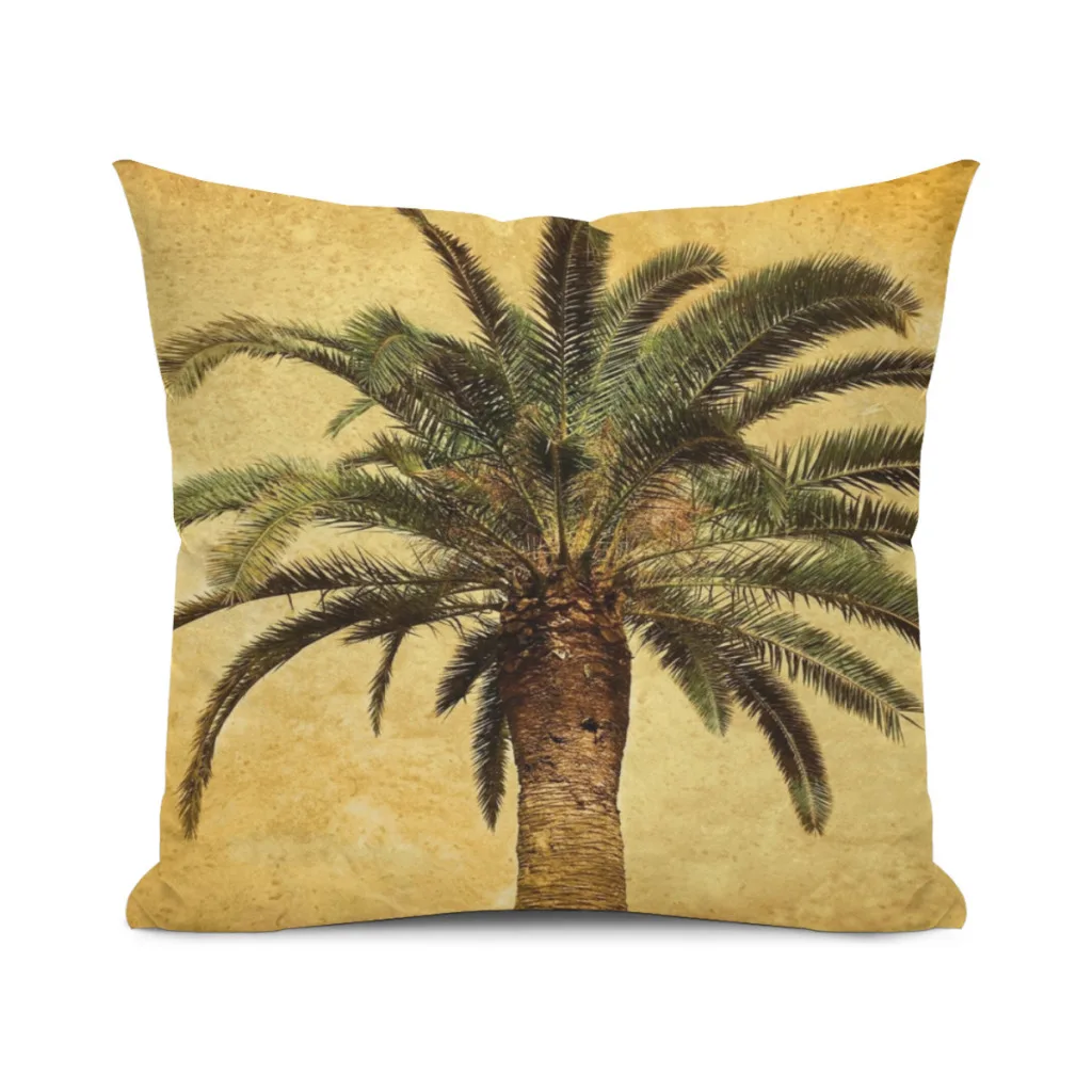 Tropical Retro Palm Tree Vintage Hawaiian Palms Pillow Case SoftCushion Cover For Home Decor Easy To Clean