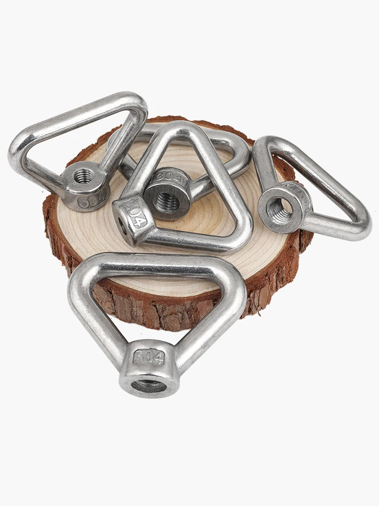 1-2pc Lifting Eye Nuts Bolt M3 M4 M5 M6 M8 M10 M12 Female Thread 304 Stainless Steel Round Triangle Ring Eye Thumb Nut