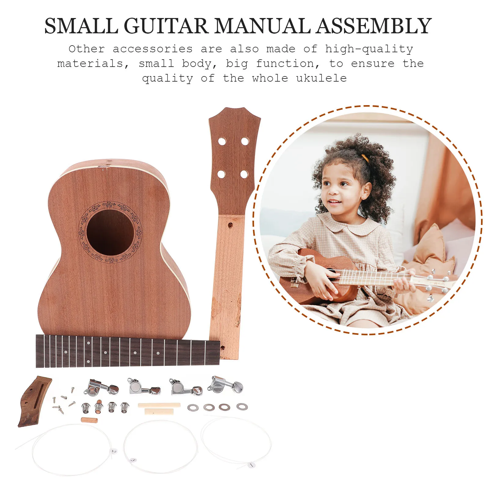 

1Set Ukulele DIY Kit Unfinished Lightweight Build Handmade Musical Instrument Paintable Decoration DIY Graffiti Kid Gift
