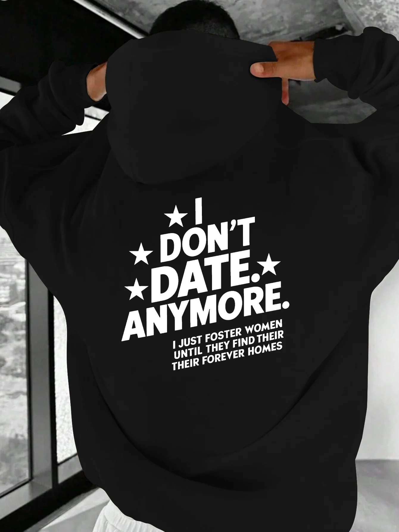 سويت شيرت رجالي بقلنسوة كبير الحجم - تصميم "I'm Not Dating"، بلوفر كاجوال بأكمام طويلة، مقاس فضفاض، قميص بقلنسوة