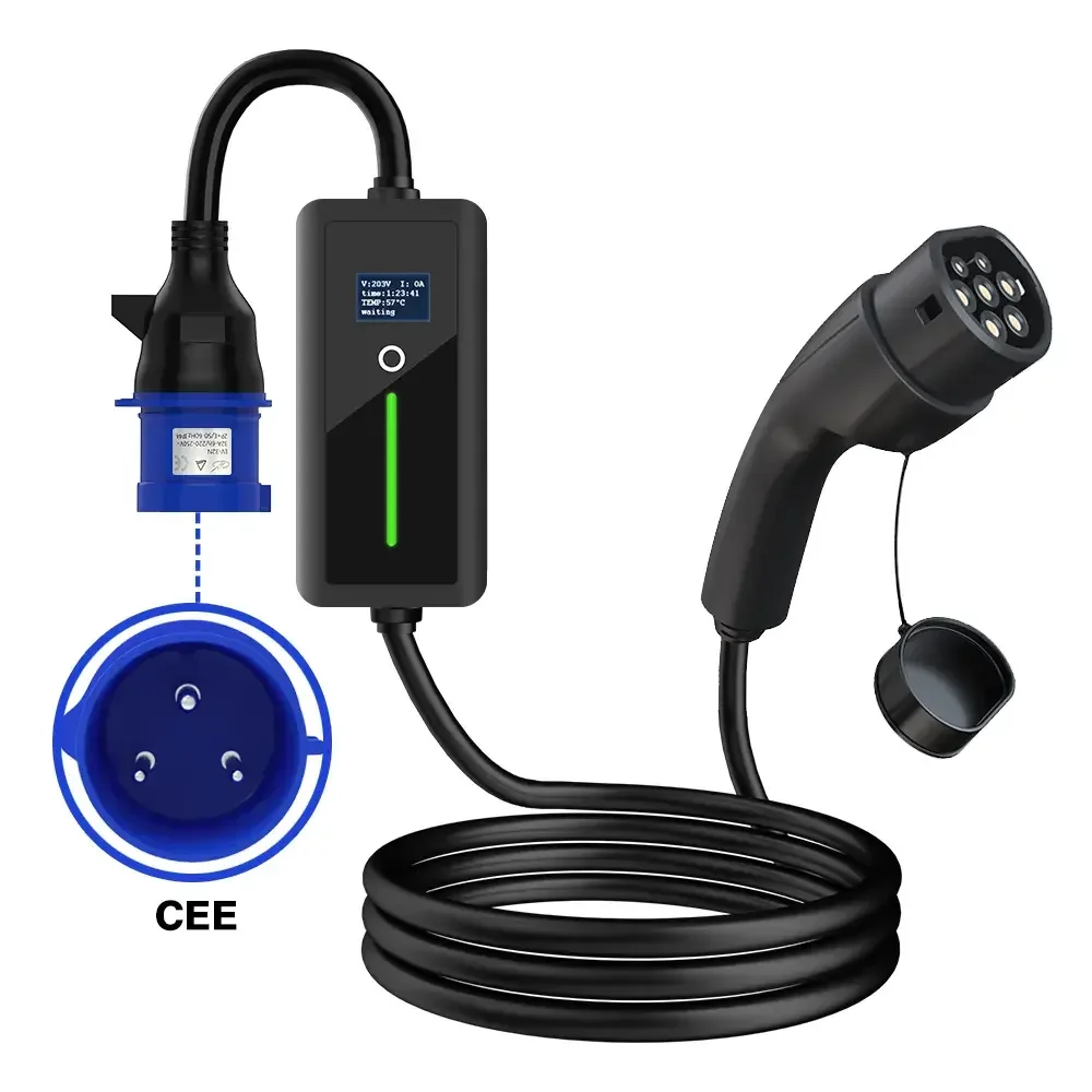 

Manufacture Portable Electric Vehicle 3.5kw 7kw 16A 32A Type 2 Mobile Level 2 Ac Station OLCD Screen Car EV Charger