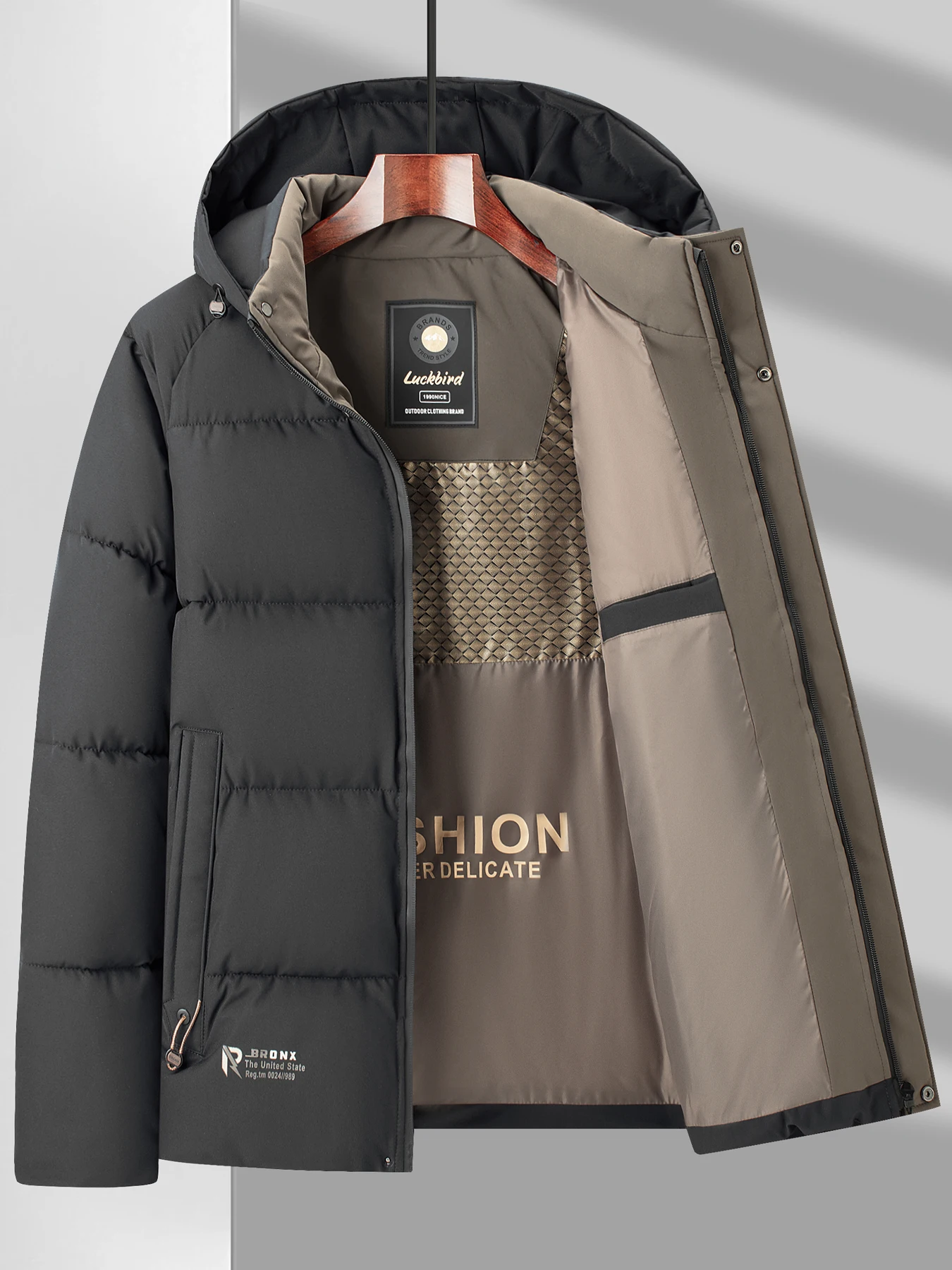 

Warm jacket, cotton jacket, casual business, outdoor sports, detachable hat, zipper, real pocket, cotton jacket, men's top