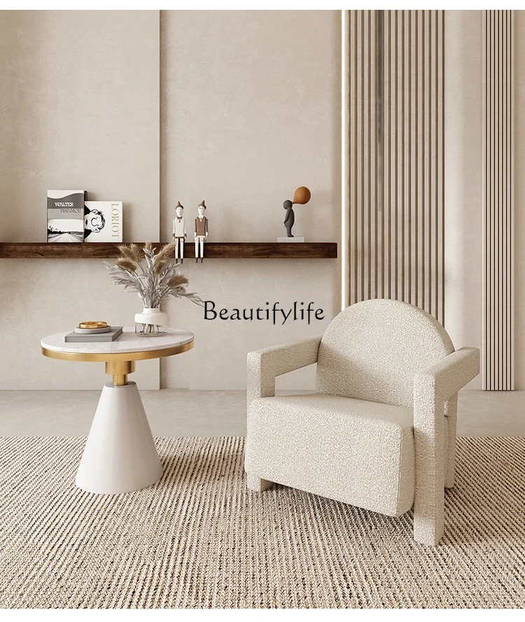 

French cream wind leisure living room sofa chair small apartment bedroom lazy fabric single chair