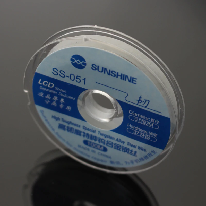 SUNSHINE SS-051 LCD Separation Wire  0.03MM 100M High Toughness Tungsten Alloy Steel  Screen Separate Repair Cutting Line