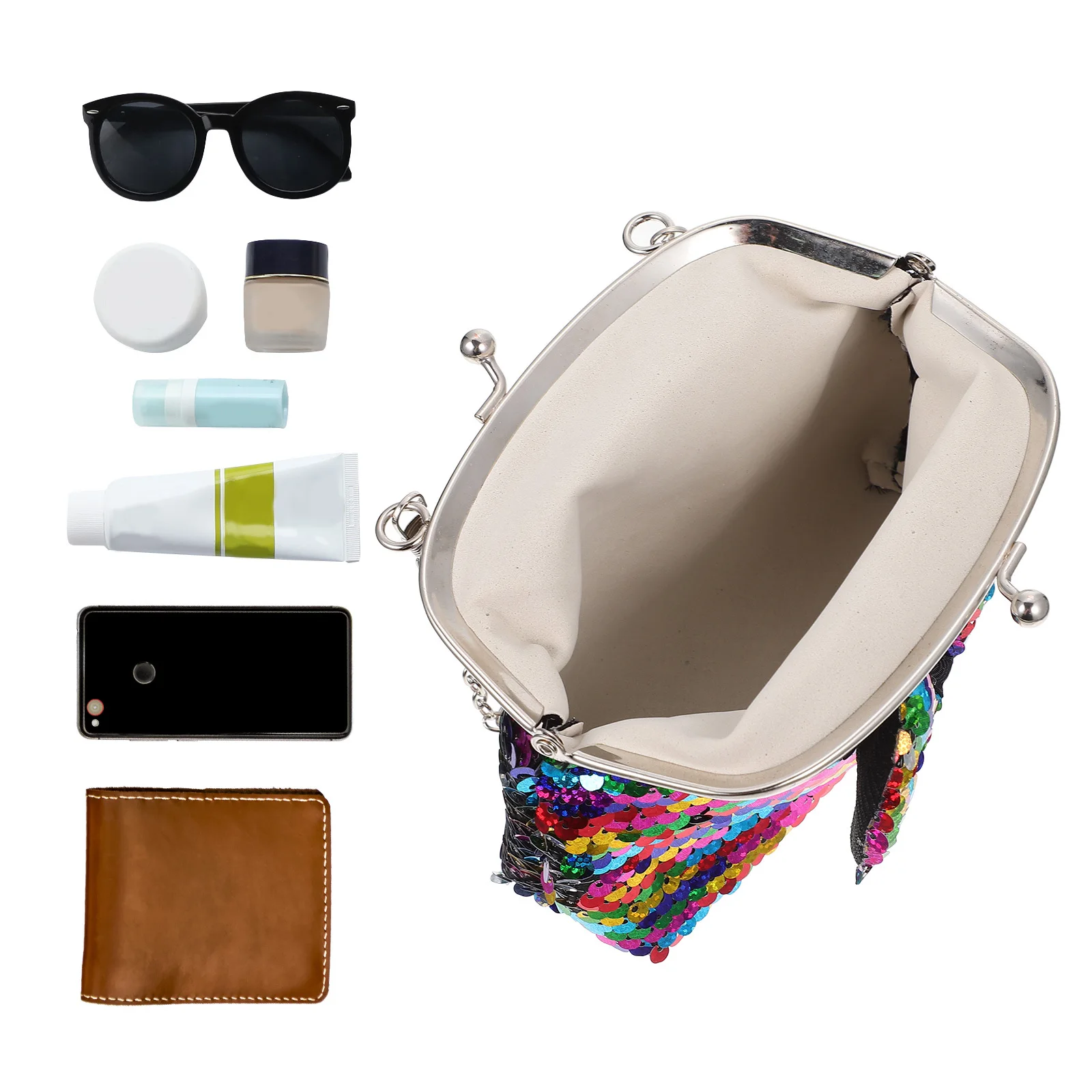 1 قطعة حقيبة كتف واحدة بريق محفظة نسائية للعملات المعدنية Bowknot تصميم كيس التخزين الملون للمحفظة الصغيرة المحمولة Crossbody لامعة