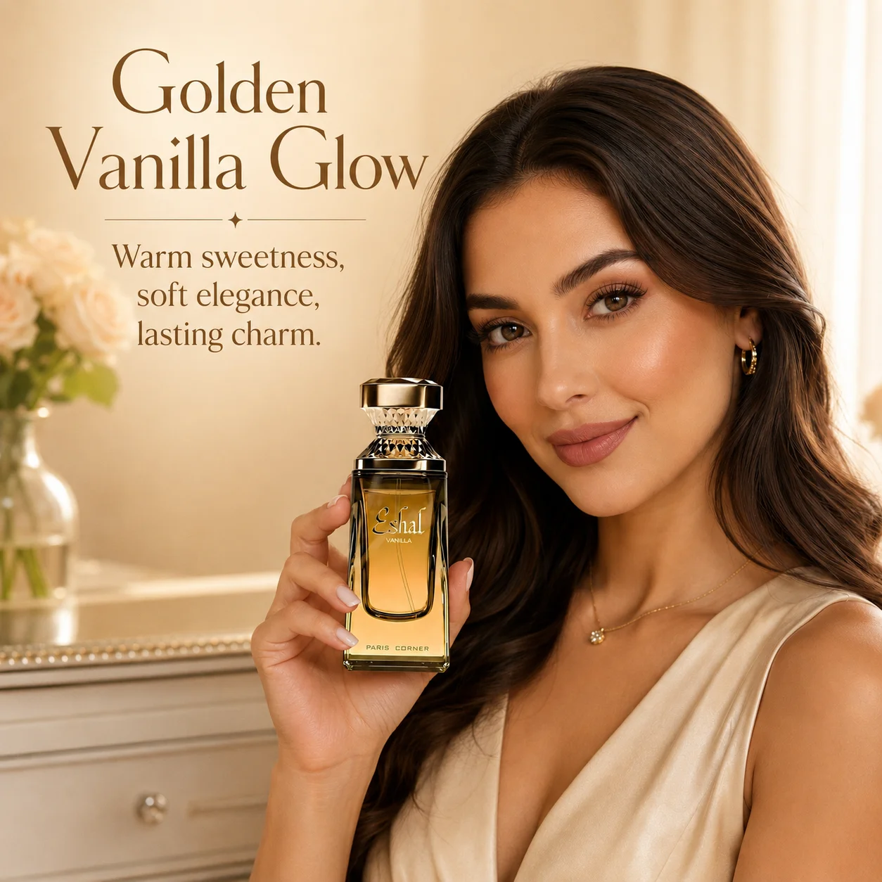

Paris Corner Eshal Vanilla Women Perfume 100ml 3.4 oz Sweet Gourmand Vanilla Musk EDP Spray Warm Caramel Scent Daily Wear Gift for Her
