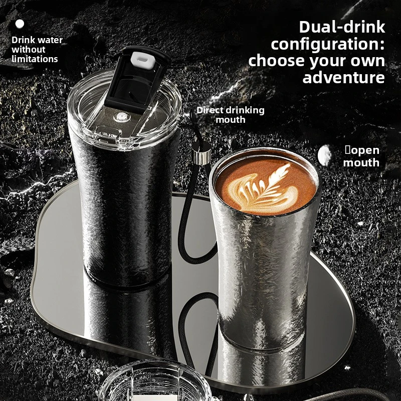 New Pure Titanium Drink Cup Large Capacity Straight Sip Coffee Mug Stylish Portable Insulated Water Bottle For Car Travel Office
