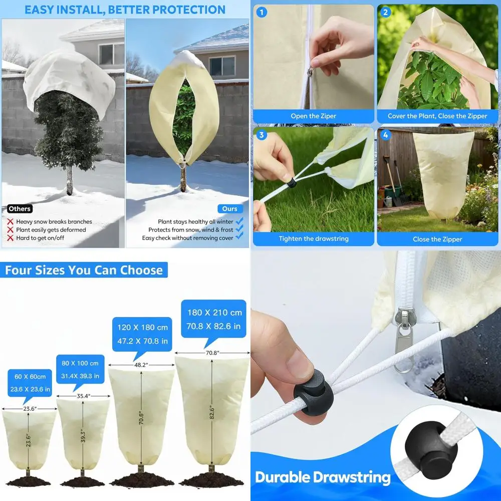 

Winter Plant Covers for Outdoor Shrubs - Frost Protection Blankets (47 x 71 + 71 x 83)