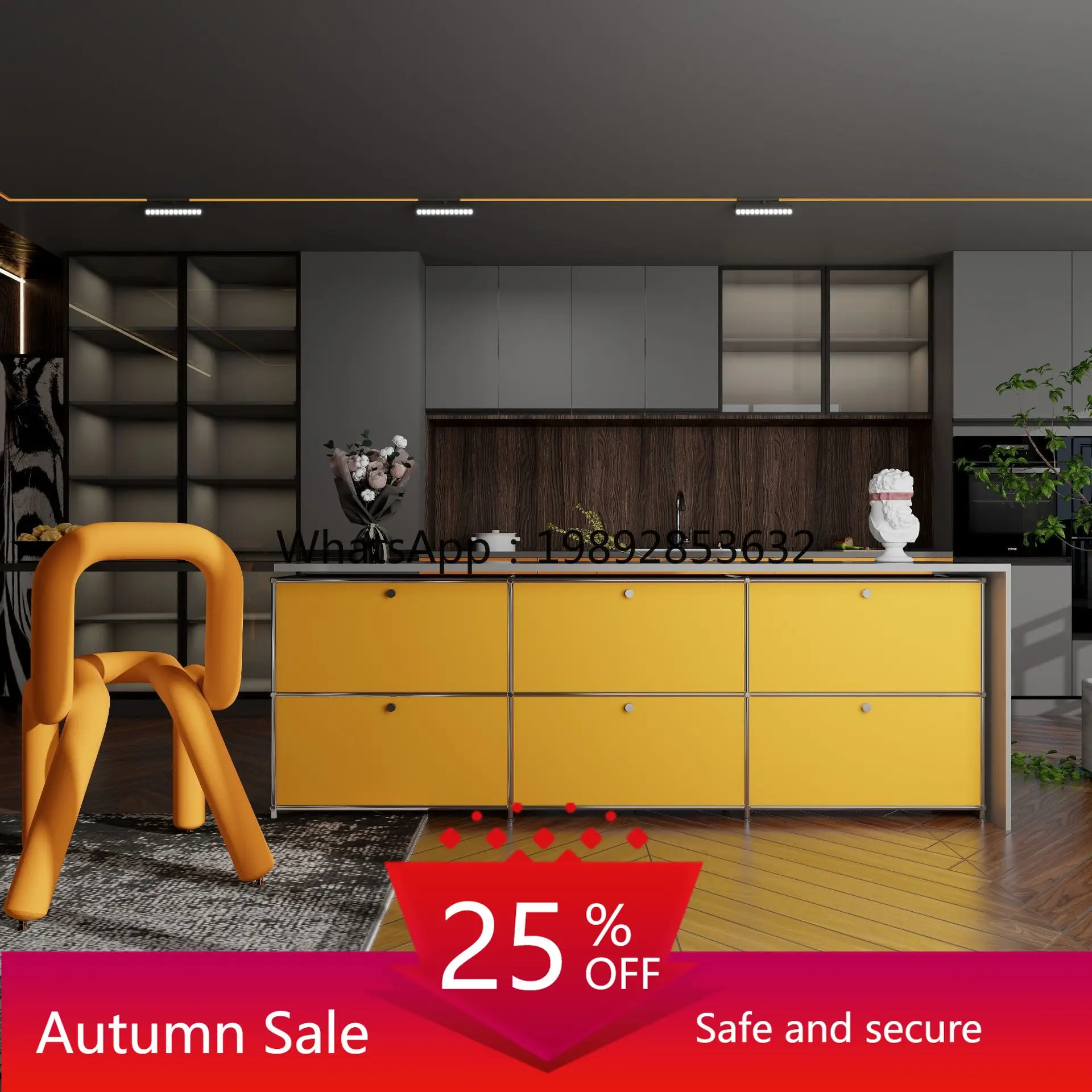 

LYY Iron Art Modular Cabinet Stainless Steel Home Living Room Storage Sideboard Cabinet