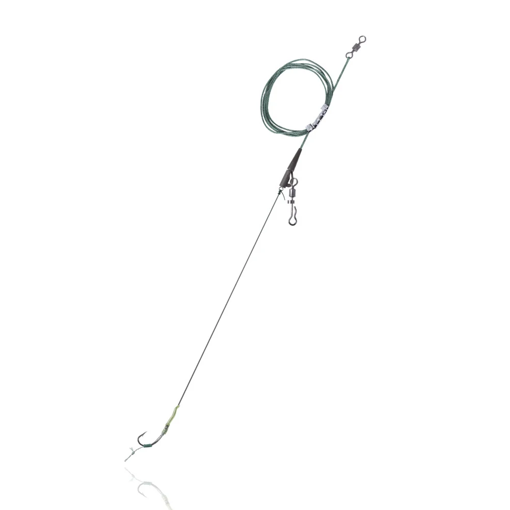 Fishing Trips Barbed Hook Pack Curve Shank Hook 7 Strand Steel Leader Wire 8-ring Copper Swivel Black Nickel Plating